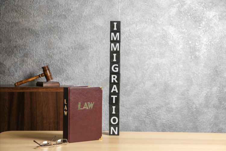 Cubes,With,Word,Immigration,,Law,Book,And,Glasses,On,Table